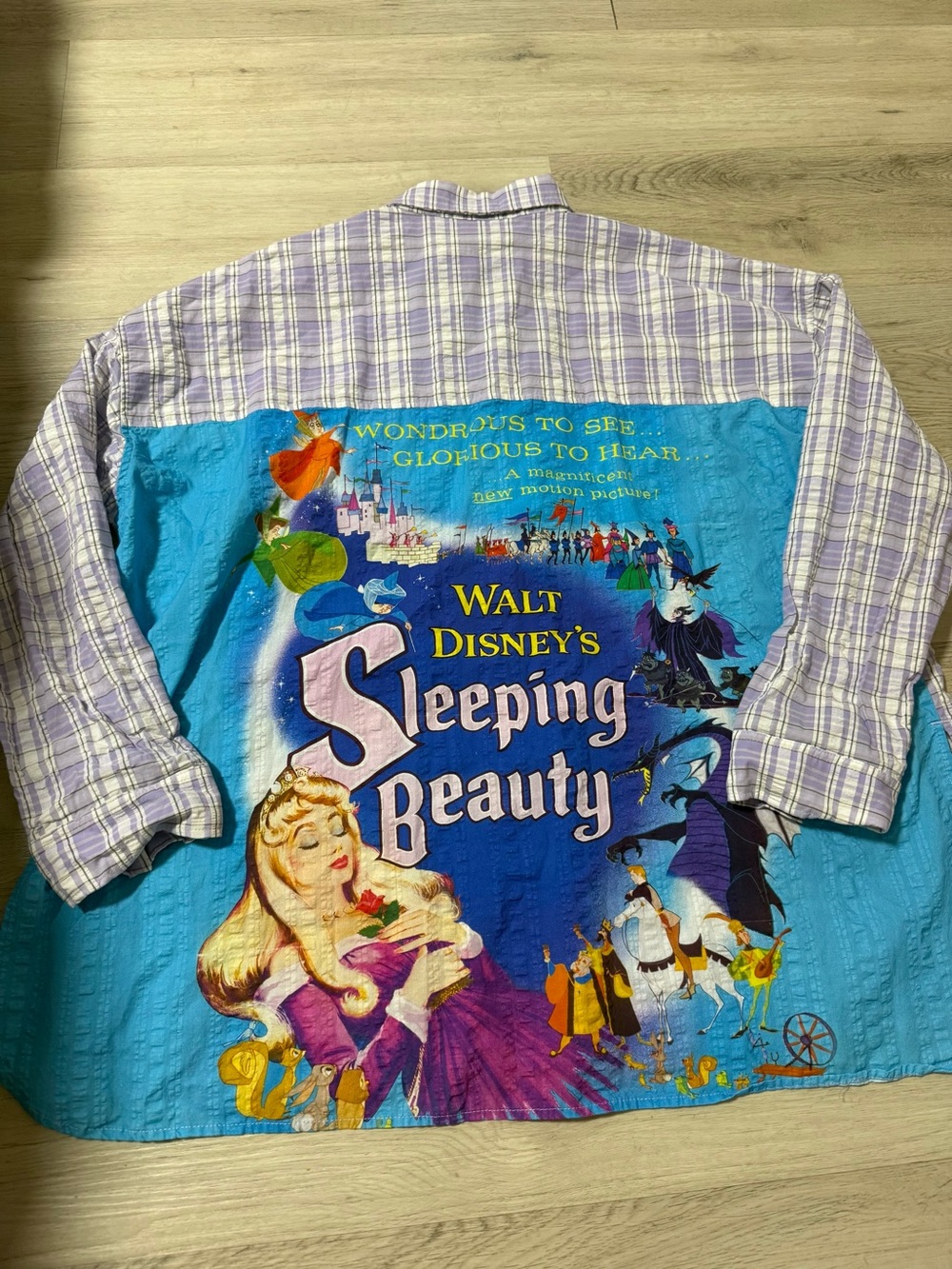 Disney Parks Walt Disney's Sleeping Beauty Collared Plaid Shirt Womens XL Aurora